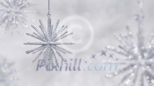 Silver christmas decorations background