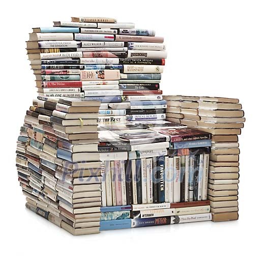 Isolated chair made of books