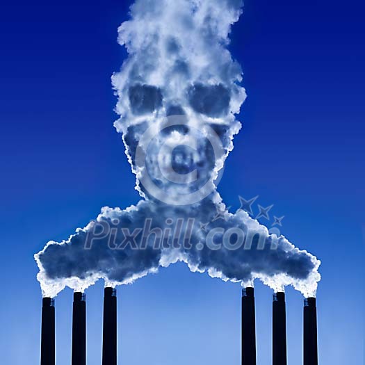 Skull in the smoke coming out of the chimneys