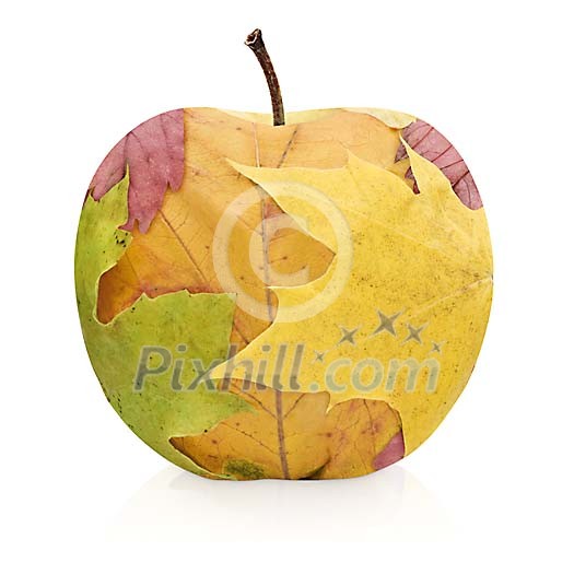 Isolated apple made of maple leaves