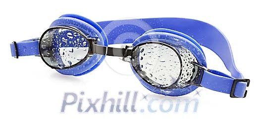 Isolated blue swimming goggles