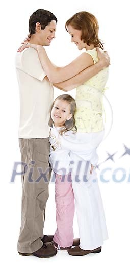 Isolated parents with their daughter