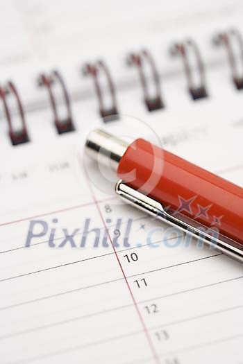 Red pen on calendar Red pen on calendar