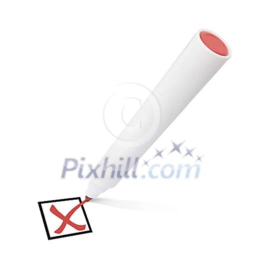 Red X marked with marker pen Red X marked with marker pen