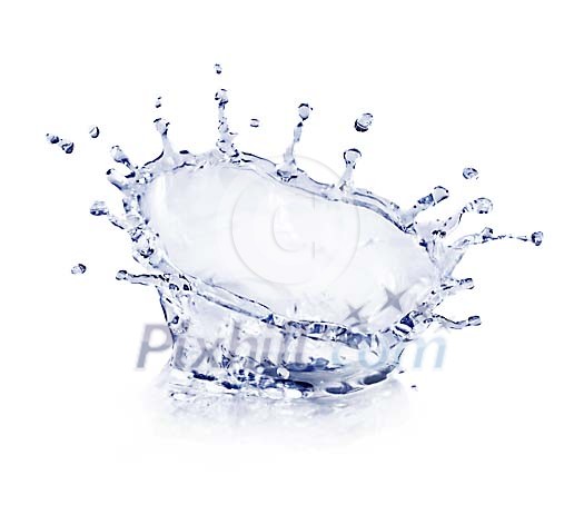 Blue water splash isolated on white