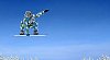 Conceptual image of flying snowboarder