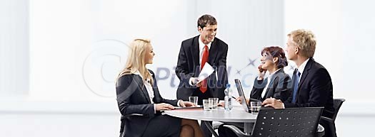 Business meeting in a spacious white space