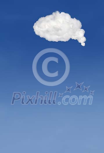 Speech bubble shaped cloud in blue sky