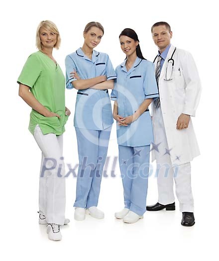Team of doctor and nurses with clipping path