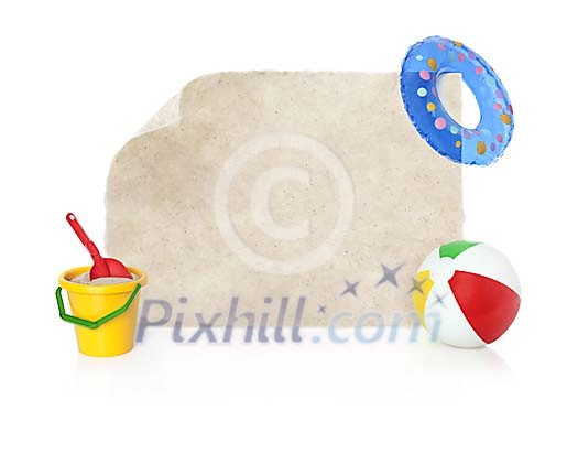 Joyfull vacation card for your message with clipping path