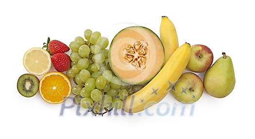 Selection of fresh fruits with clipping path