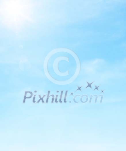 Sun on a blue sky background