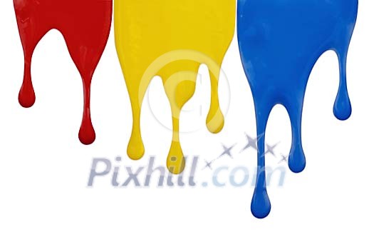 Colourfull paint dripping on white Colourfull paint dripping on white