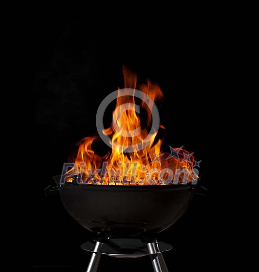 Grill with nice flames on balck background Grill with nice flames on balck background