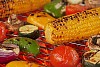 Colorfull grilled vegetables on hot grill