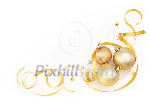 Golden Christmas frame on white