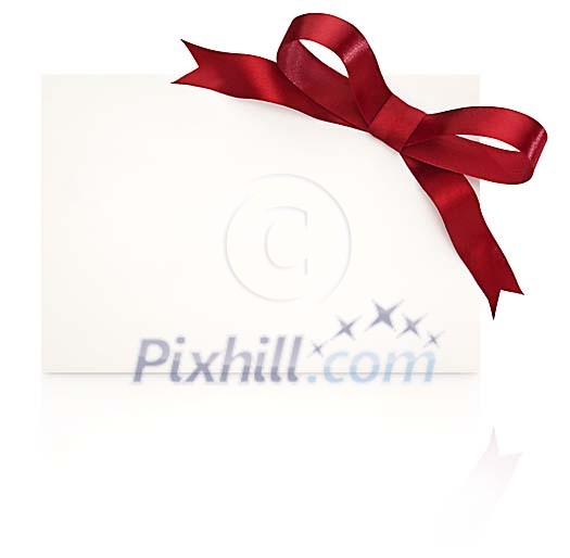 Empty card with red ribbon Empty card with red ribbon