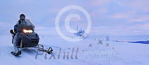 Ride on a snowmobile