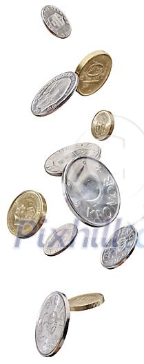 Swedish coins falling