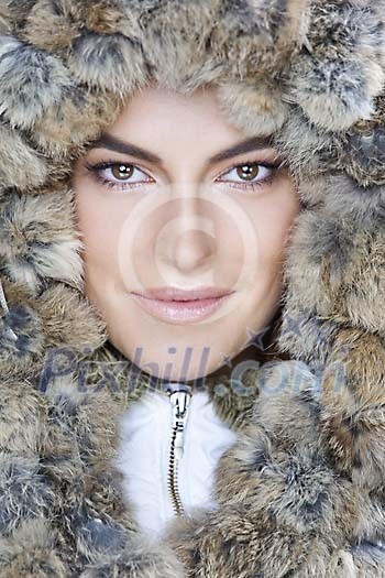 Portrait of a woman in winter outfit Portrait of a woman in winter outfit
