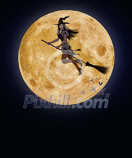 Sexy witch flying