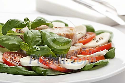Plate of tomato-mozzarella salad