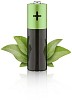 Conceptual battery with green leaves