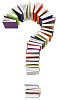 Clipped books shaped as a question mark