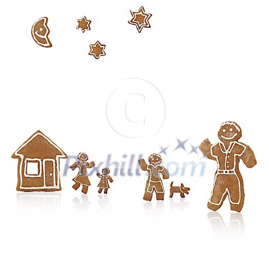 Clipped gingerbread family