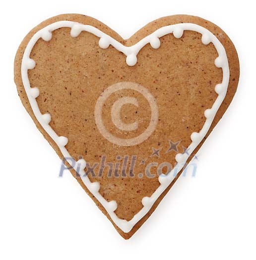 Clipped gingerbread heart with icing