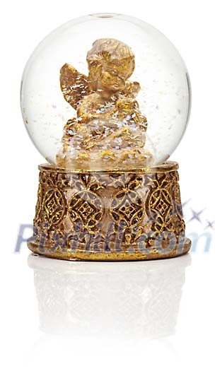 Clipped angel in a glass ball
