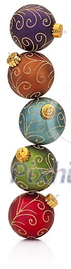 Clipped christmas balls on top of eachother
