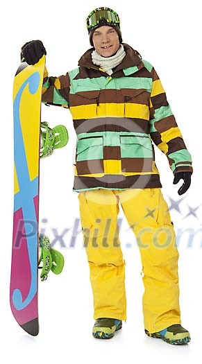 Man standing with snowboard