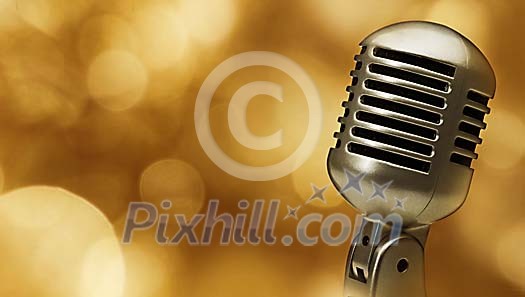 Microphone on a golden background