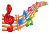 Colourful musical notes on a white background