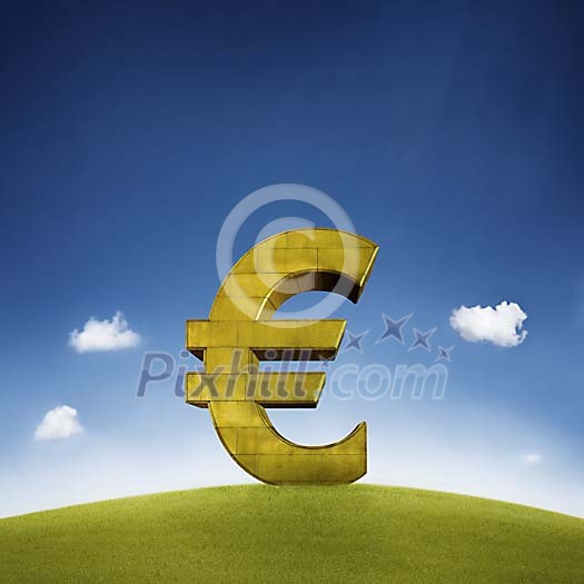 Big euro sign on top of a hill
