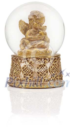 Clipped glass ball with angel in it