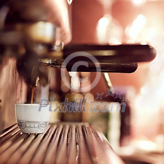 Closeup of making a caffe mocha