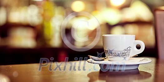 Cup of mocha on a empty table