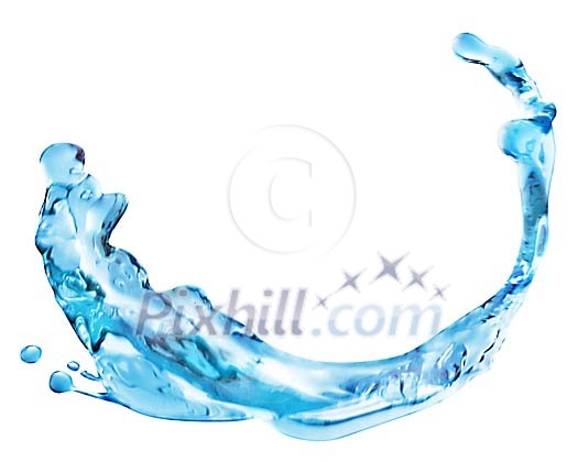Blue splash of water on a white background