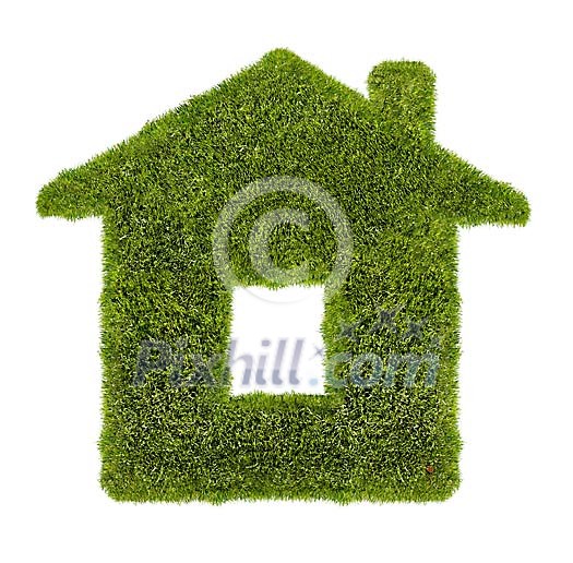 House made of grass on a white background