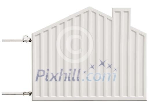 Clipped radiator shaped as a house Clipped radiator shaped as a house