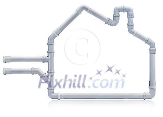 Clipped pipes shaped as a house