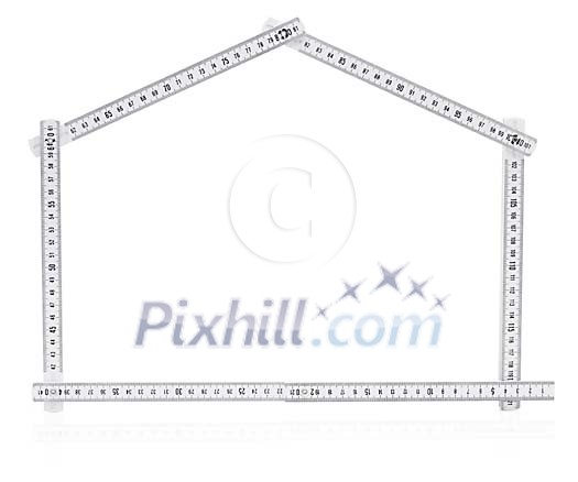 Clipped ruler shaped as a house Clipped ruler shaped as a house