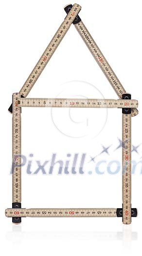 Clipped folding ruler shaped as a house Clipped folding ruler shaped as a house