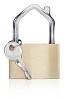 Clipped padlock shaped as a house