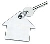 Clipped house shaped keychain with a key