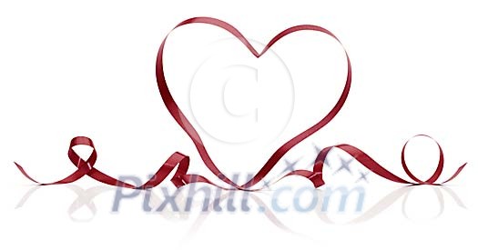 Clipped heart made of ribbon
