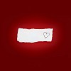 Piece of white paper with heart on a red background