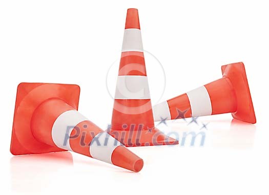 Clipped three traffic cones Clipped three traffic cones
